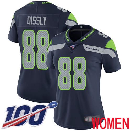Seattle Seahawks Limited Navy Blue Women Will Dissly Home Jersey NFL Football #88 100th Season Vapor Untouchable->women nfl jersey->Women Jersey